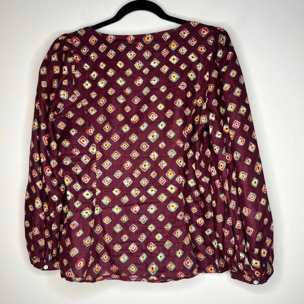 Polo Ralph Lauren Printed Linen Blouse Size 8 - Picture 5 of 7